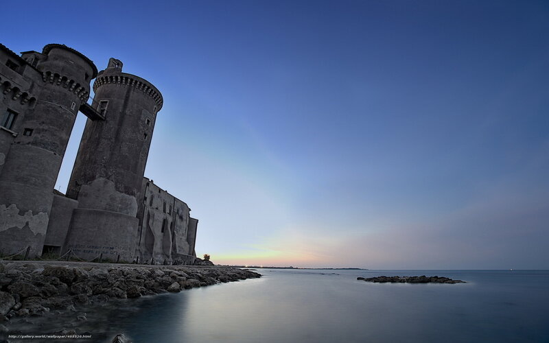 Castle by the Sea — Blue, Serene, Sunset