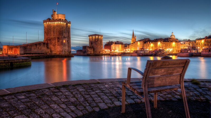 Castle by the Water — Blue, Serene, Night