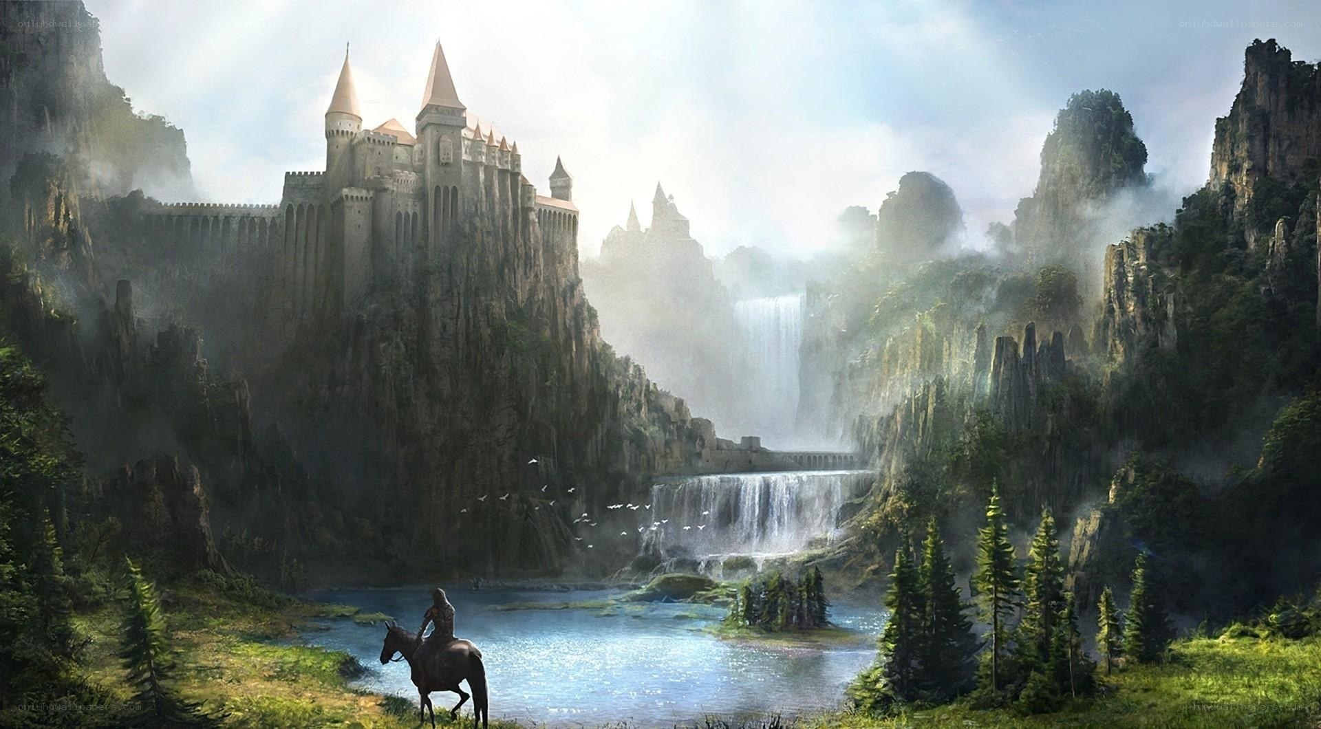 Castle by the waterfall