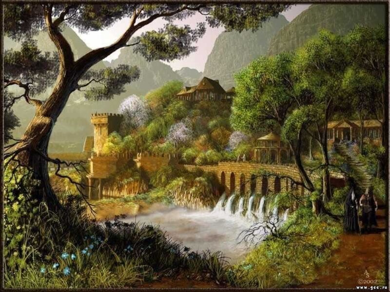 Castle by Waterfall