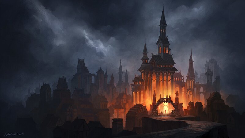 Castle City at Night — Dark Gray