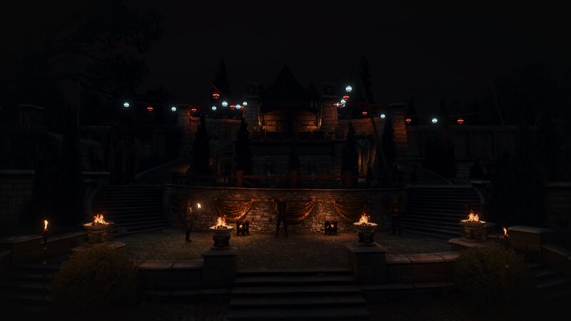Castle Courtyard at Night — Black