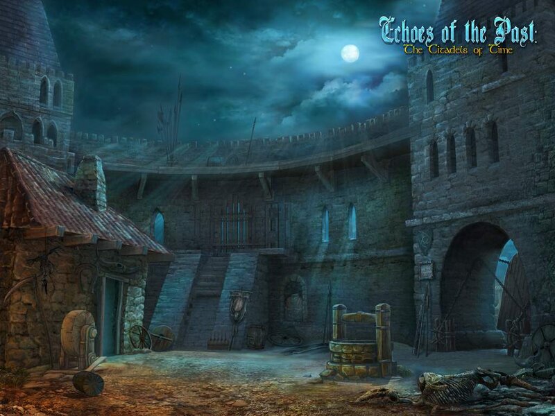 Castle Courtyard at Night — Blue
