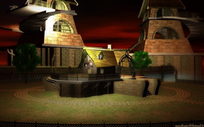 Castle Courtyard at Night