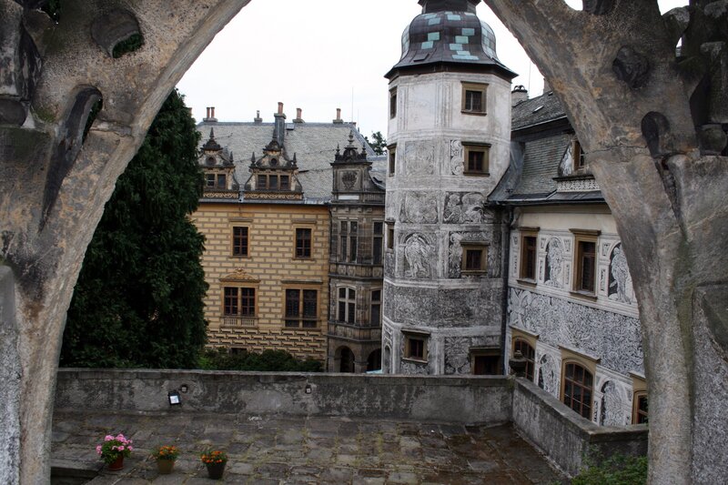 castle courtyard view