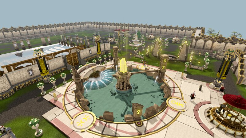 Castle Courtyard with Fountain — Green