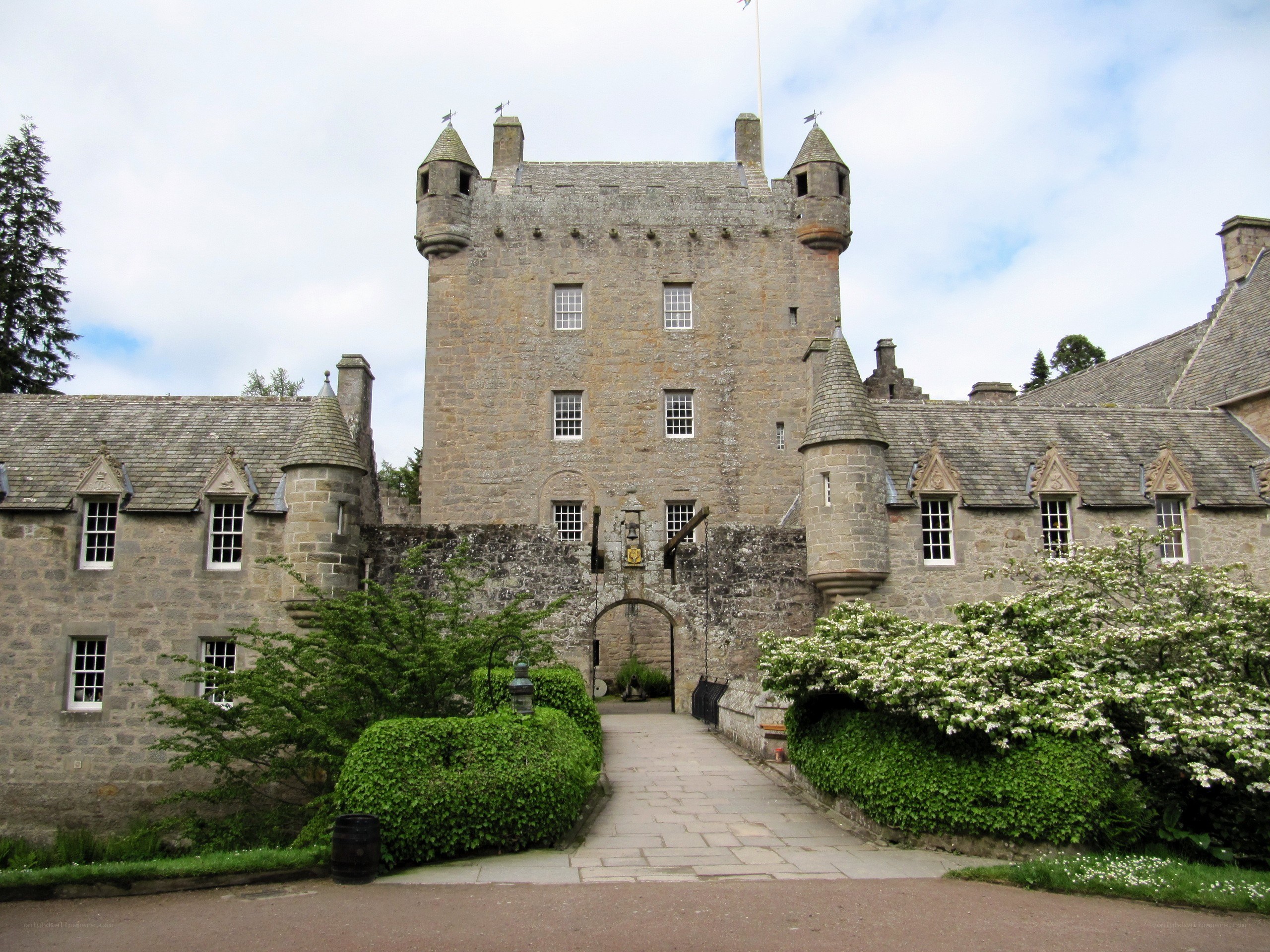 Castle entrance with stone pathway