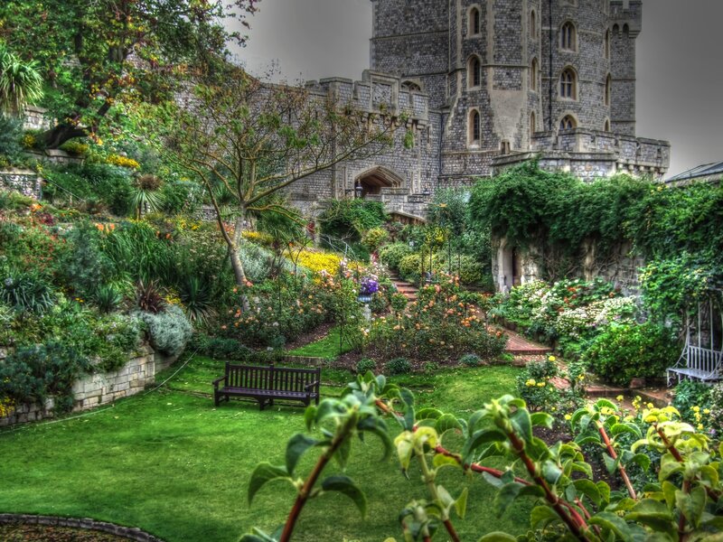 Castle Garden with Bench