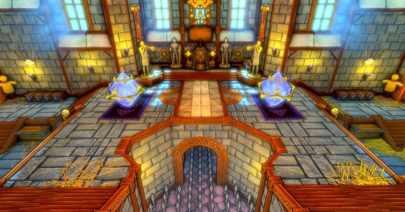 castle hall with teleporters