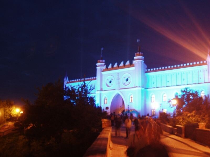 castle illuminated at night