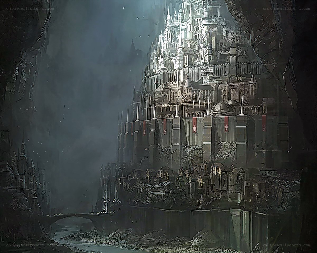 castle in a dark cavern