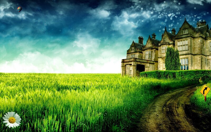 Castle in a green field