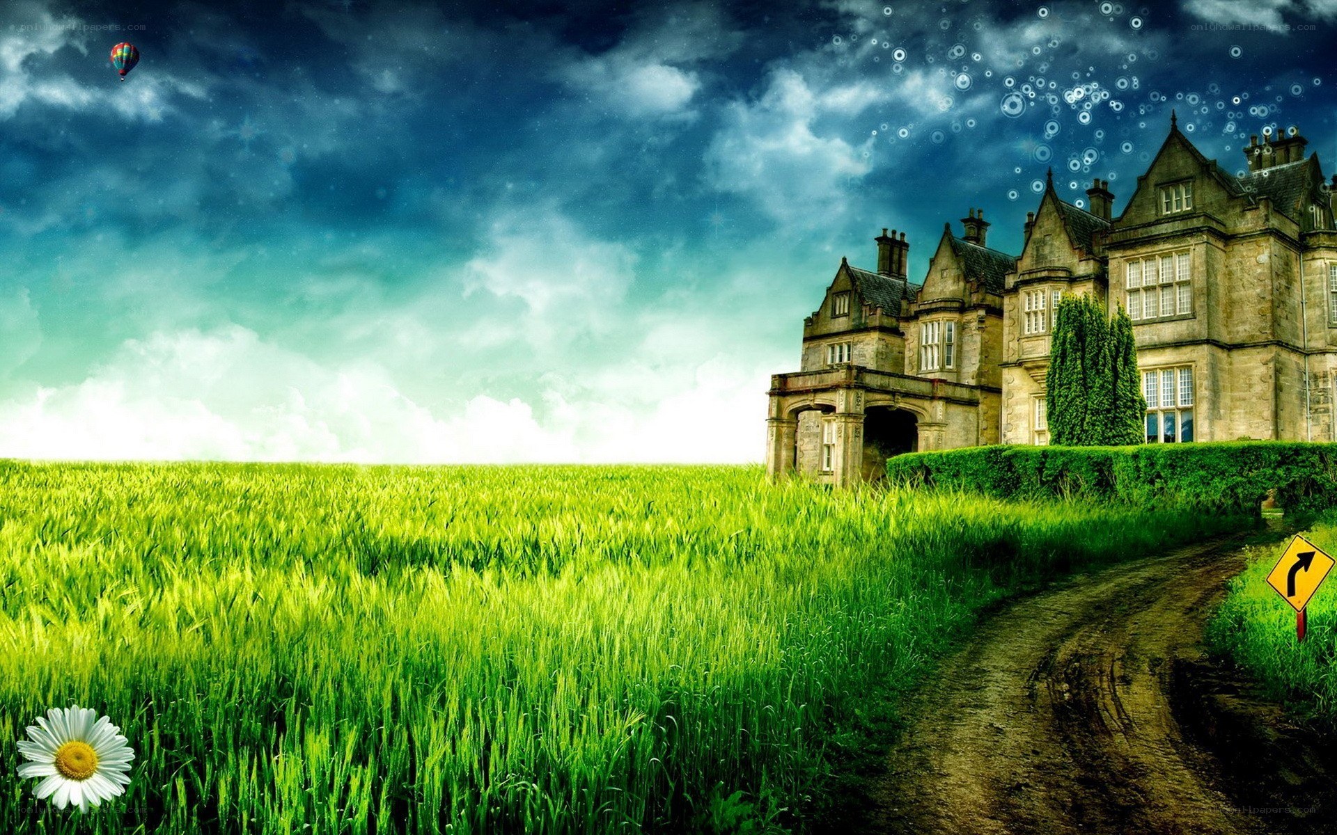 Castle in a green field