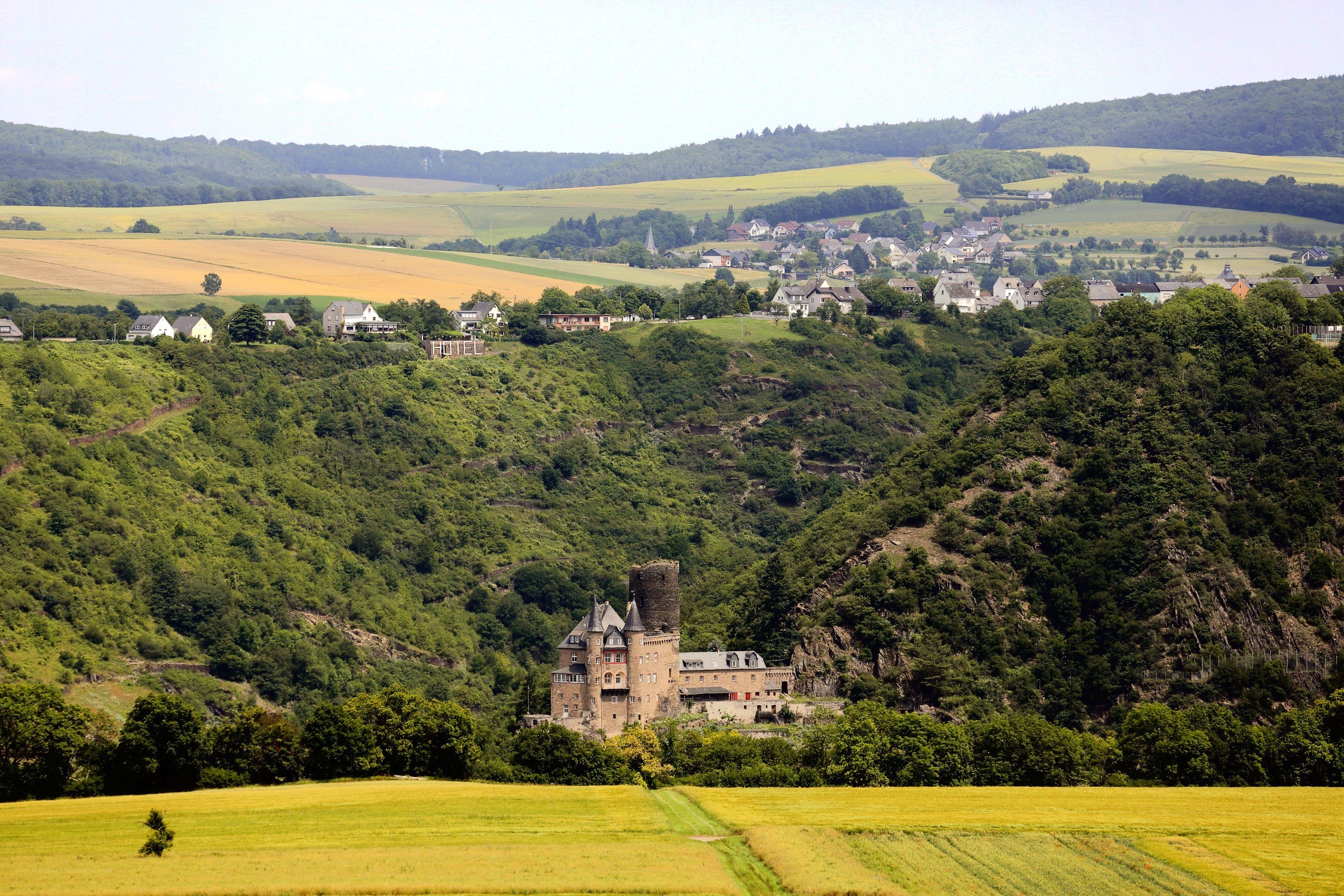 castle in a green valley