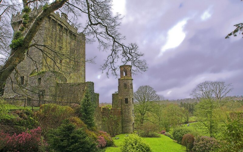 Castle in a lush garden