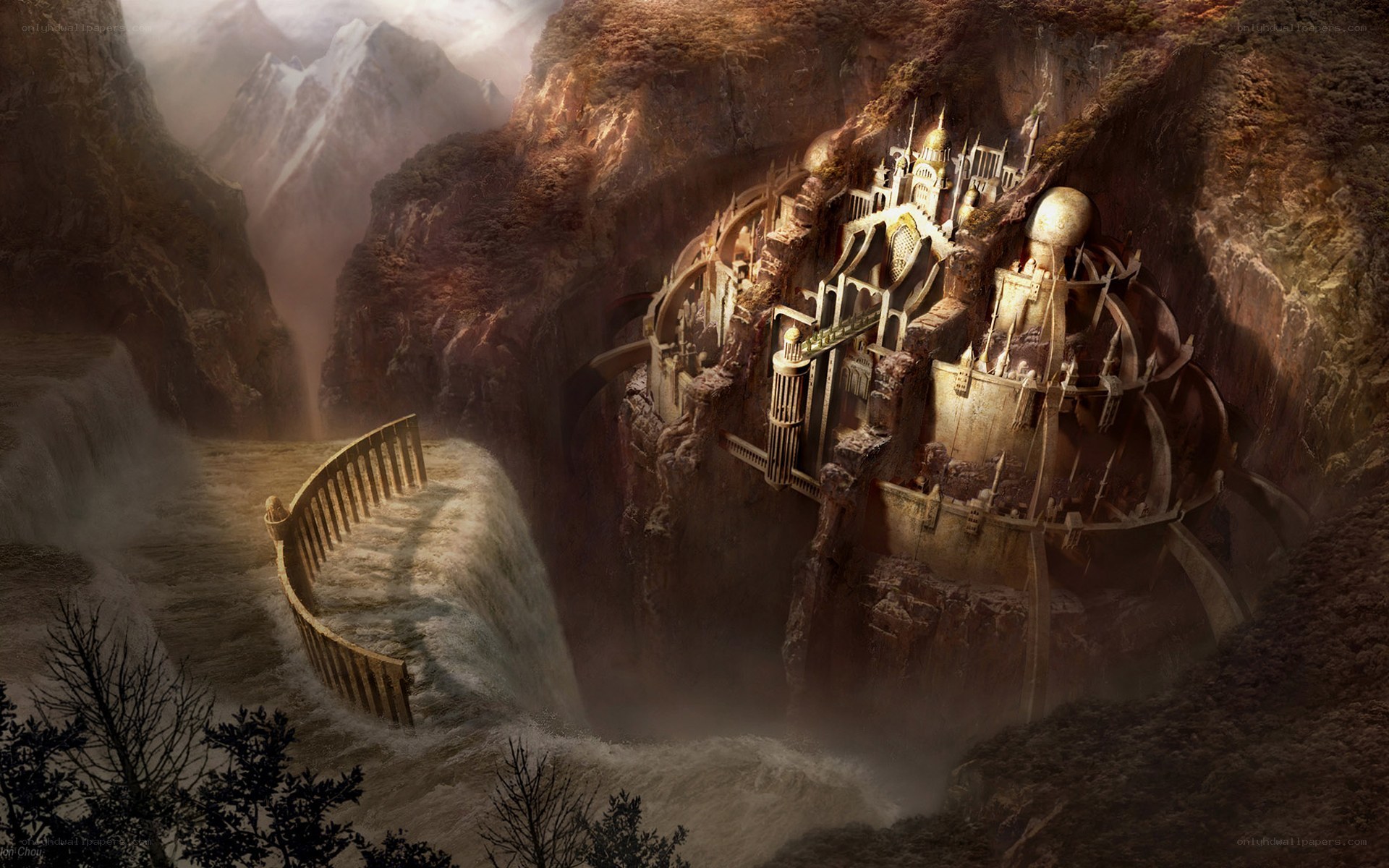 castle in a mountain canyon