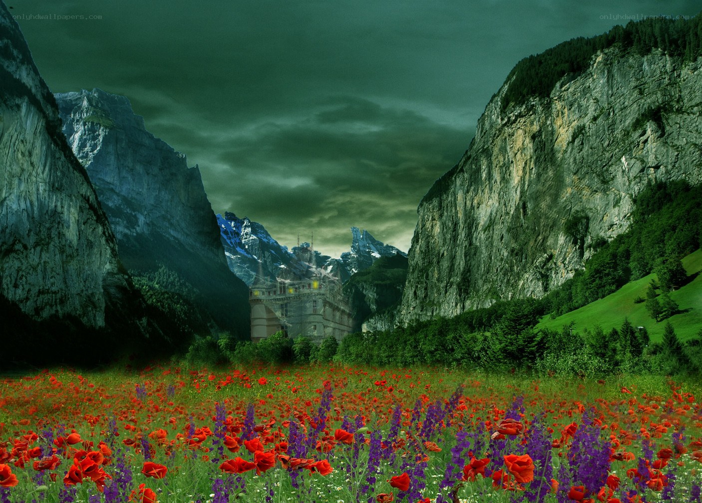 Castle in a mountain valley