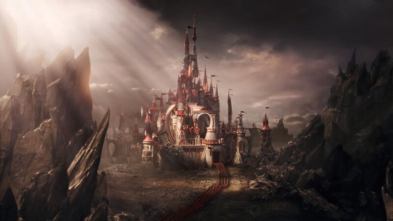 castle in a rocky valley