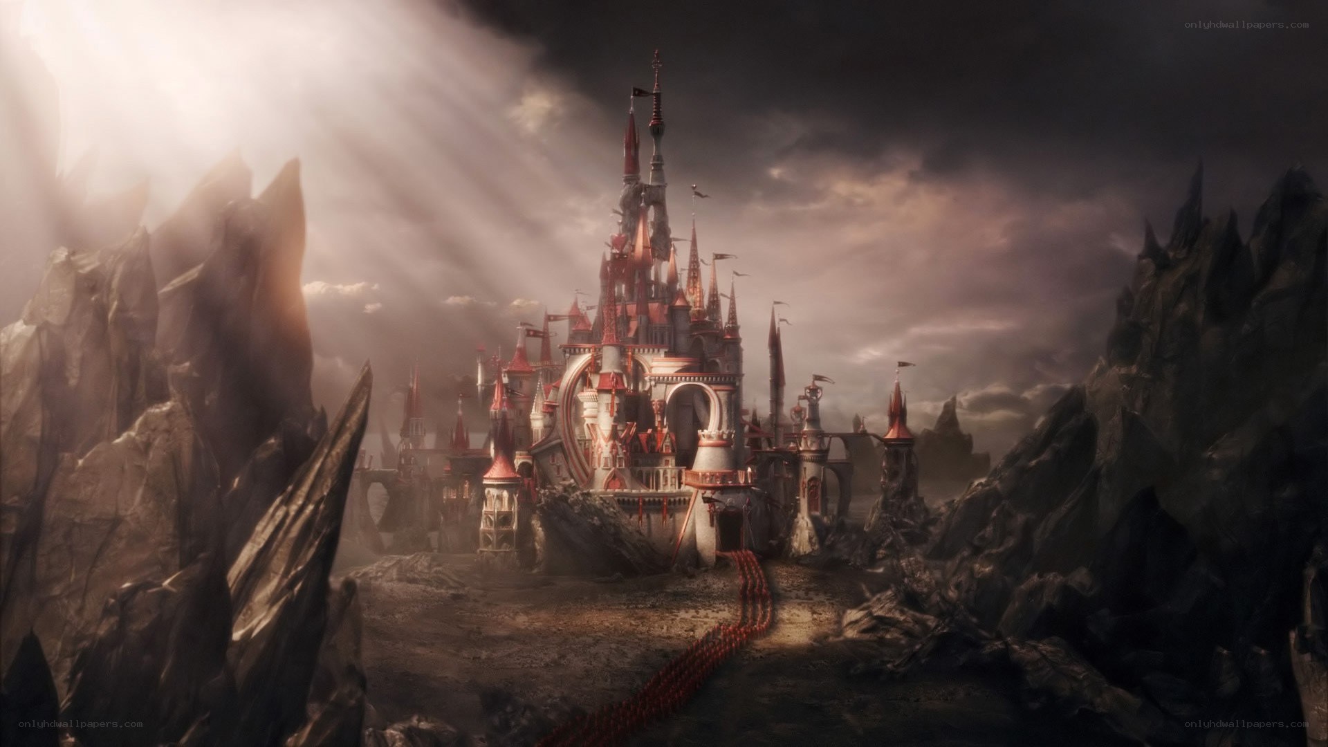 castle in a rocky valley