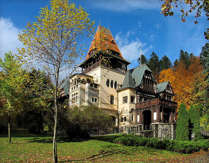 Castle in Autumn Forest — Blue