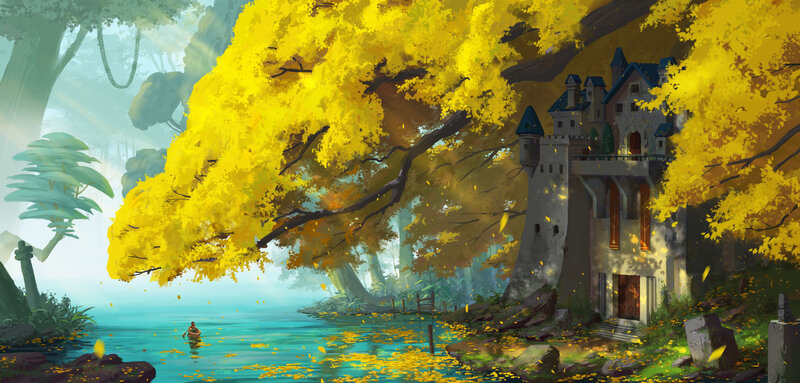 Castle in Autumn Forest — Yellow