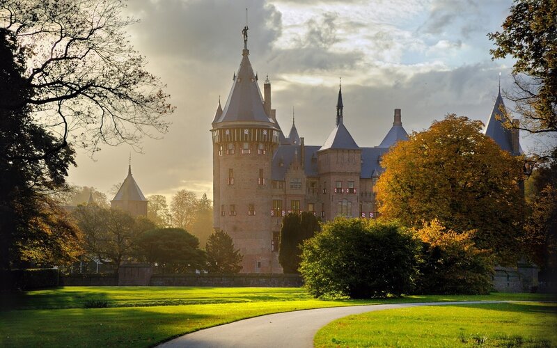 Castle in autumn landscape