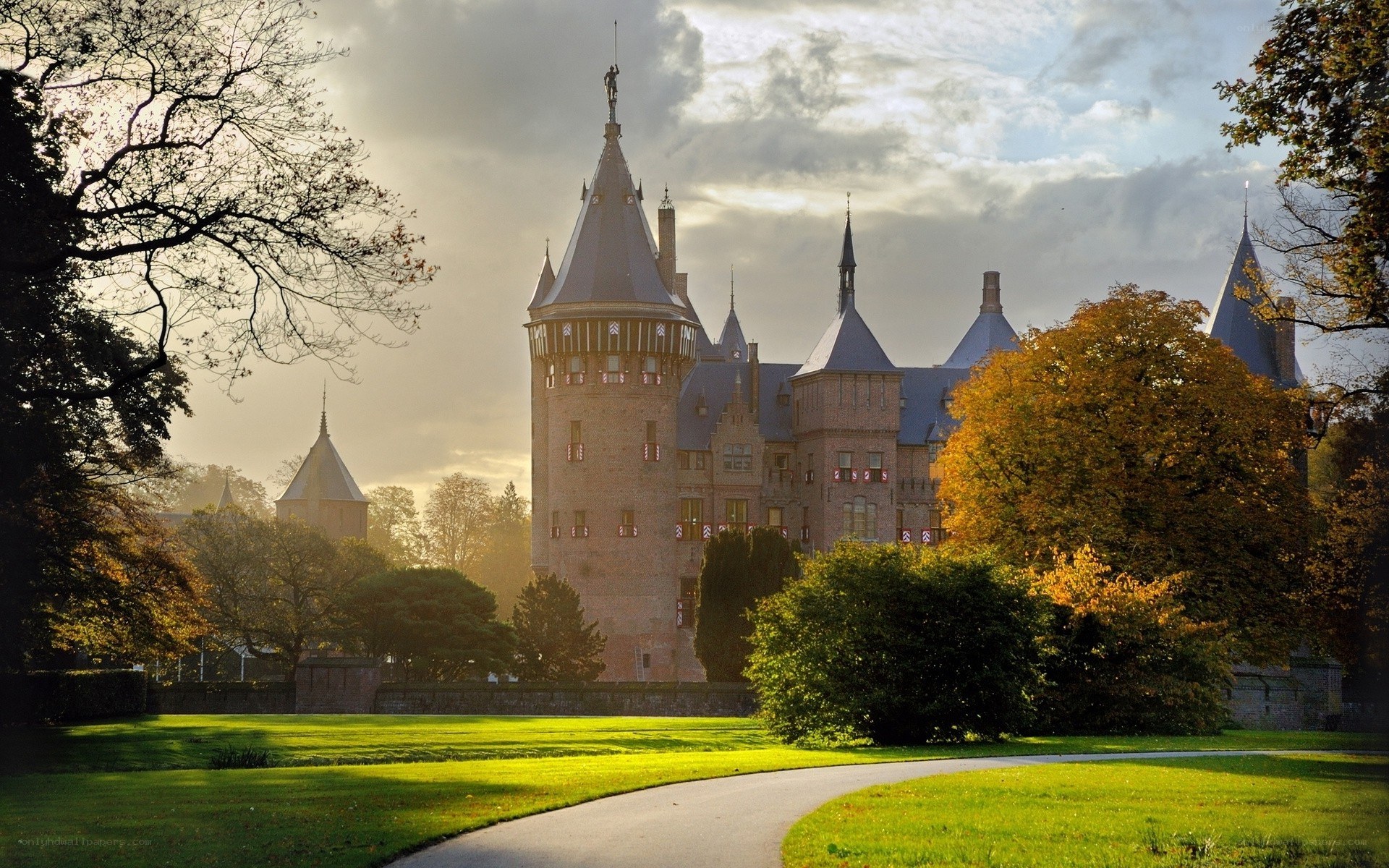 Castle in autumn landscape