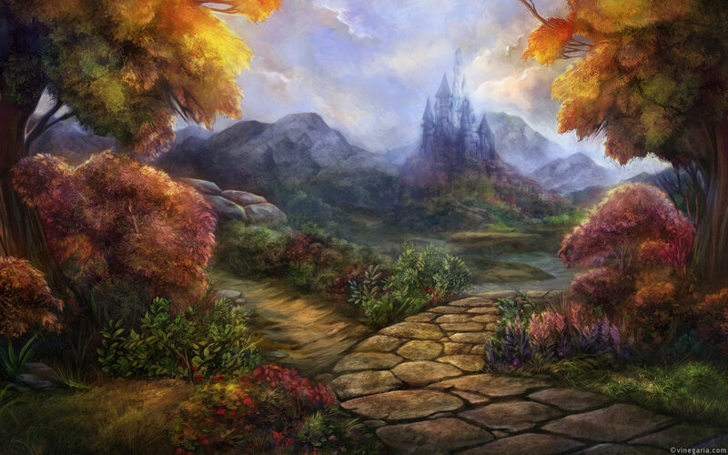 Castle in Autumn Landscape — Orange, Serene