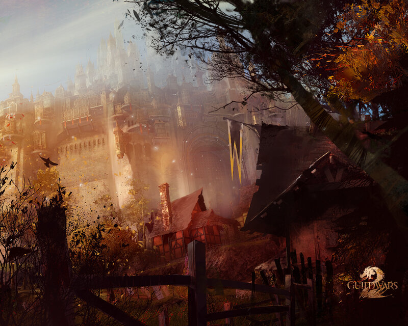 Castle in Autumn Landscape — Orange