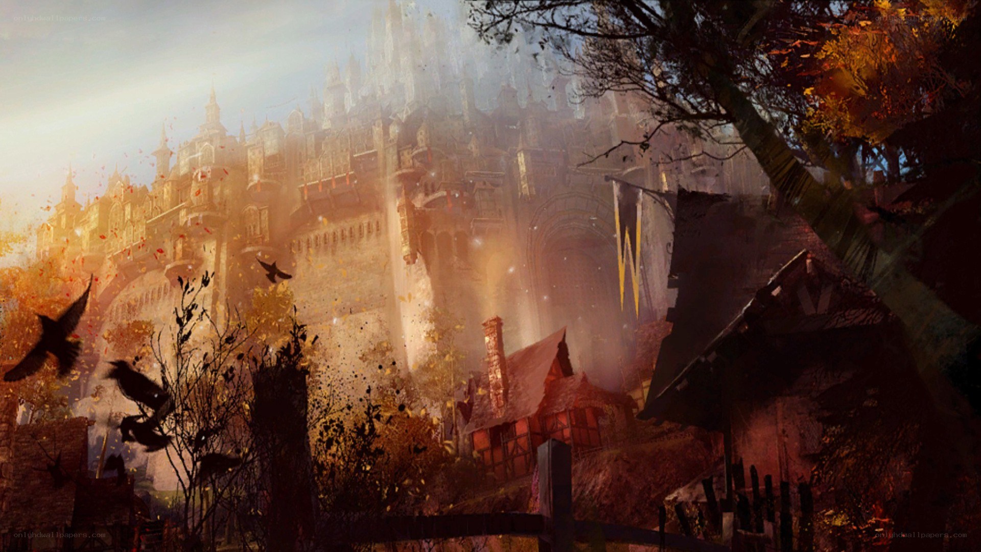 castle in autumn mist