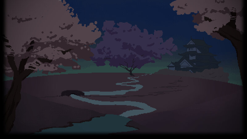 Castle in Cherry Blossom Night