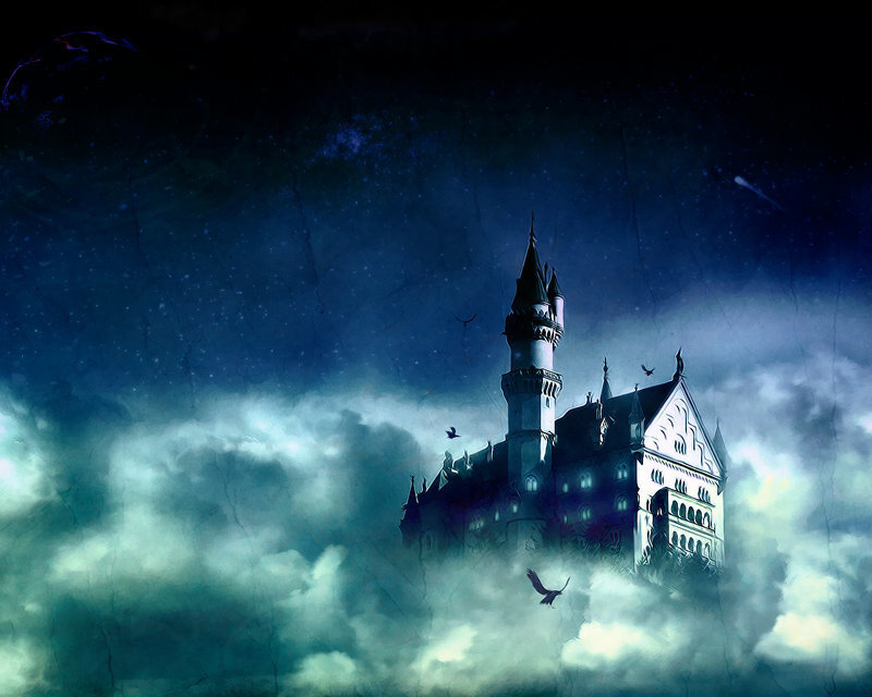 Castle in Clouds — Blue, Mysterious