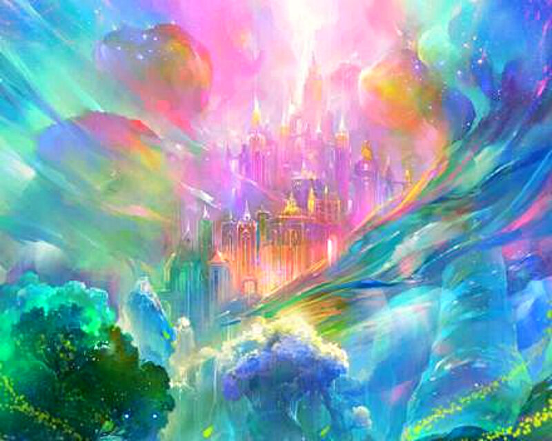 Castle in Colorful Sky
