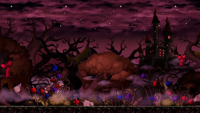 Castle in Dark Forest — Purple, Night