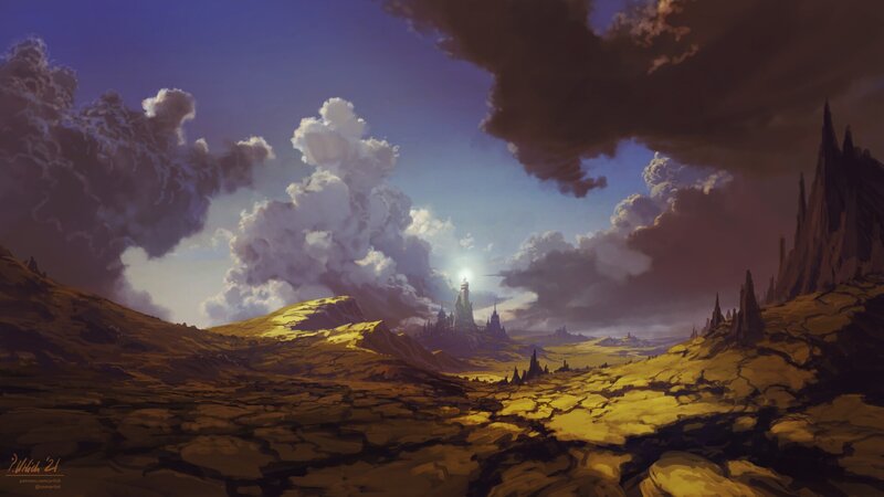 Castle in Desert Landscape — Yellow