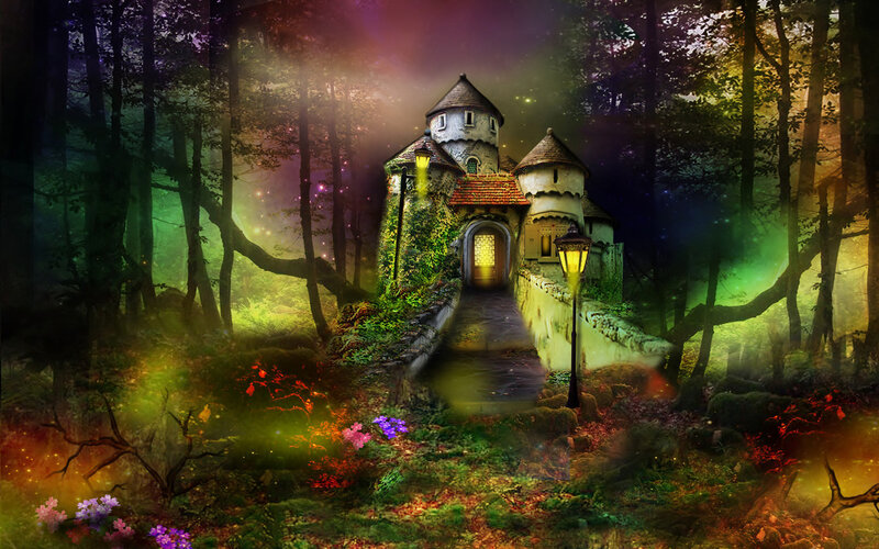 Castle in Enchanted Forest — Green, Magical