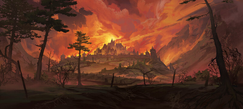 Castle in Fiery Landscape