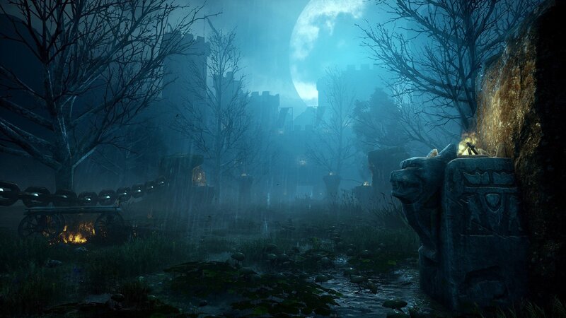 Castle in Foggy Forest — Blue