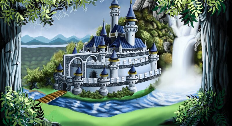 Castle in Forest — Blue, Serene