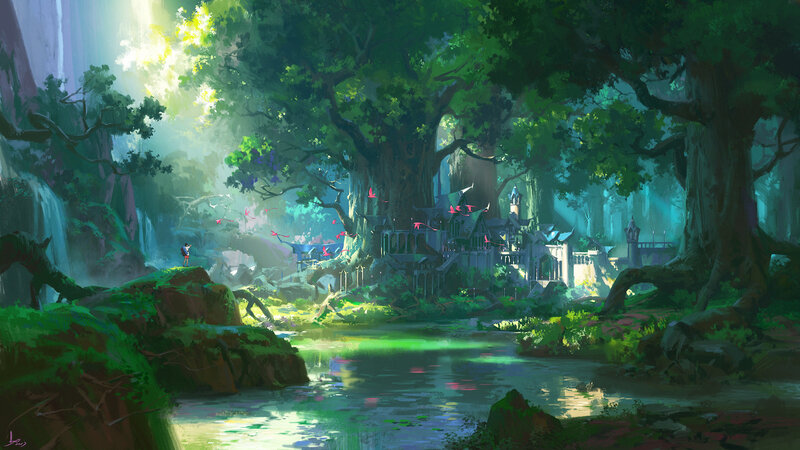 Castle in Forest — Green, Serene, Morning