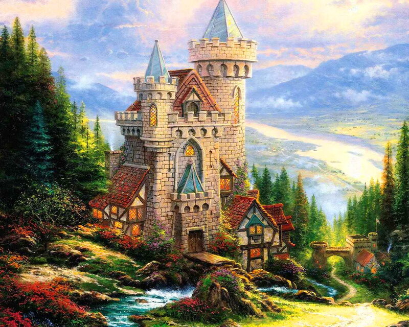 Castle in Forest Landscape — Green