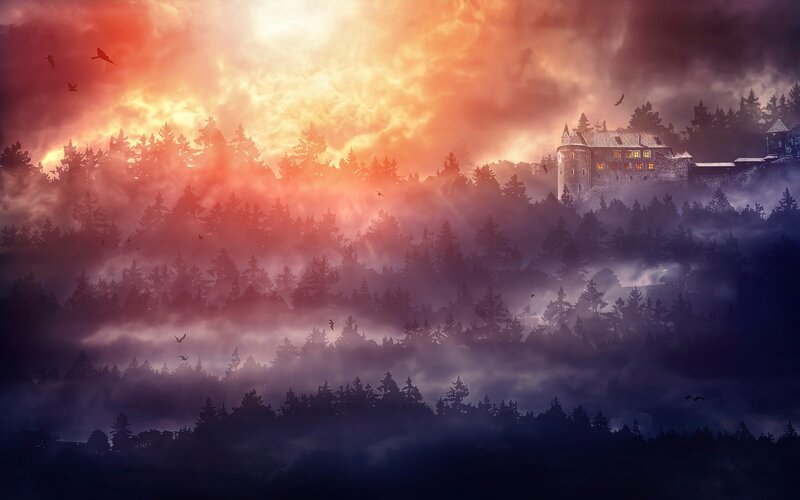 Castle in Forest — Orange