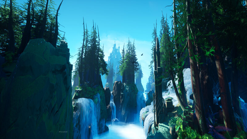 Castle in Forest Valley — Blue