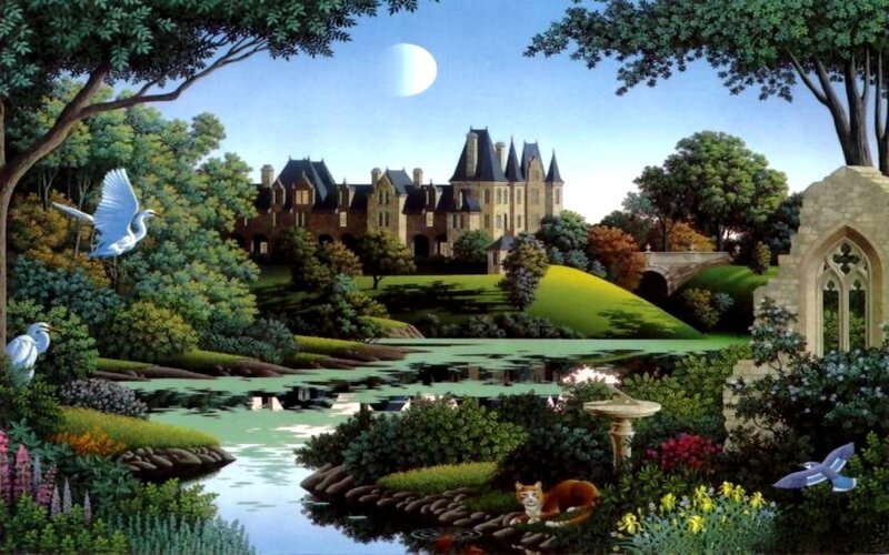 Castle in Garden Landscape