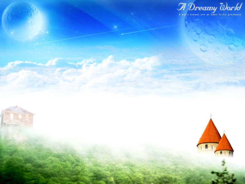 Castle in Misty Landscape — Blue