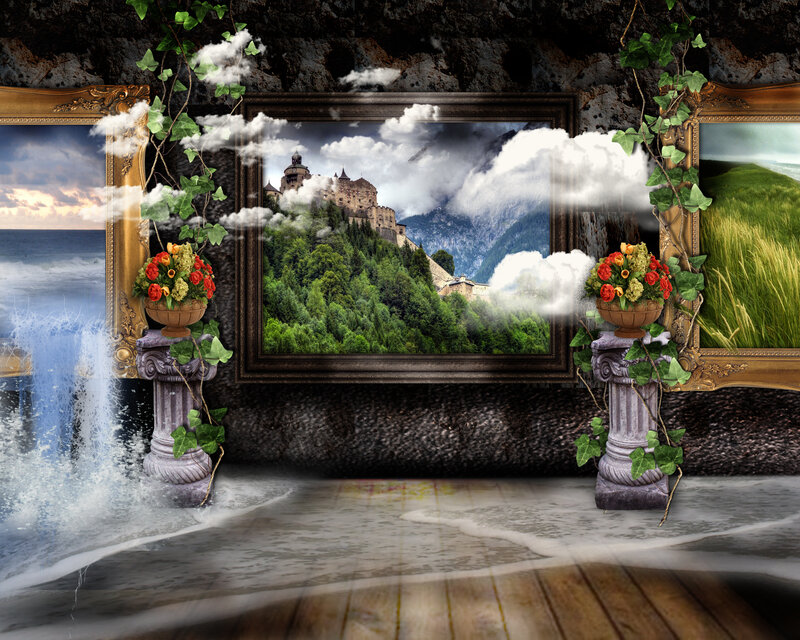 Castle in Mountain Landscape — Green