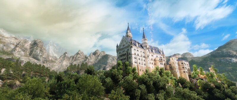 castle in mountain landscape