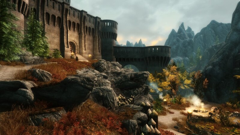 castle in mountain valley