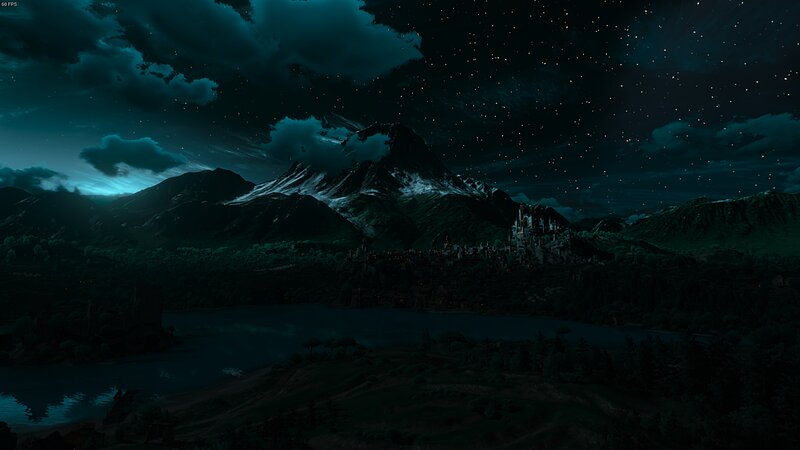 Castle in Mountain Valley — Dark Blue