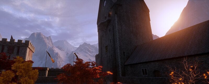 Castle in Mountain Valley — Gray, Serene